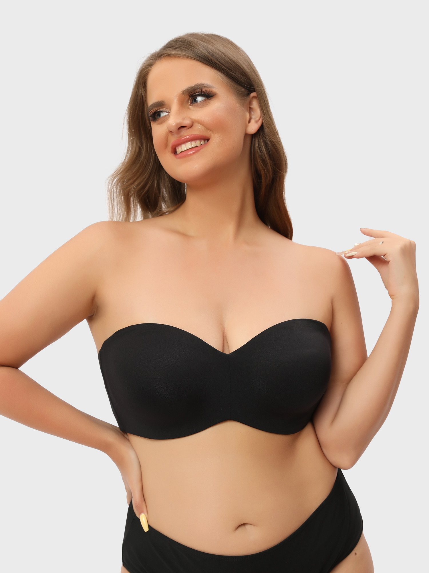  Nakans Bra for Women, Nakans Full Support Non-Slip Convertible  Bandeau Bra Nakans Strapless Bra for Big Busted Women (Color : Black, Size  : 36/80G) : Clothing, Shoes & Jewelry