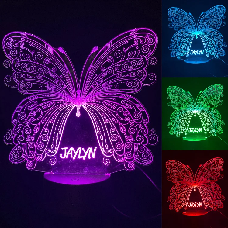 Personalized Butterfly Lamp Custom Name Night Light for Family