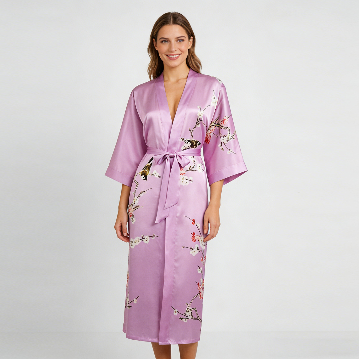 Real Silk Robe Women 100% Mulberry Silk Floral Kimono Soft Comfortable REAL SILK LIFE