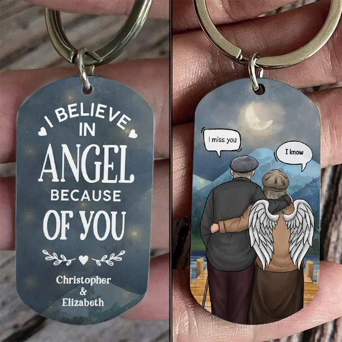 Personalized Names Keychain Memorial Gift "I Believe In Angel Because of You
