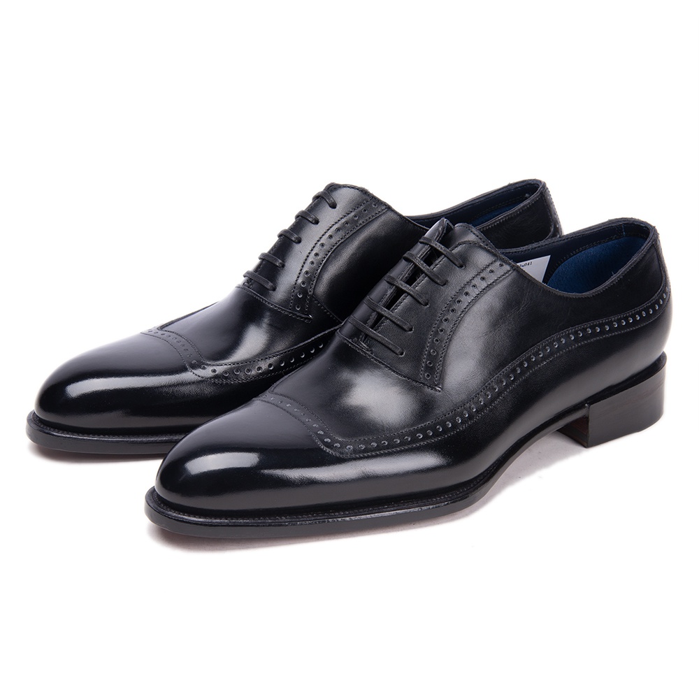 TAAFO Men's Leather Shoes Business Dress Classic Formal Flats Shoes Black Leather Men's Plus Size 48 Oxford Shoes
