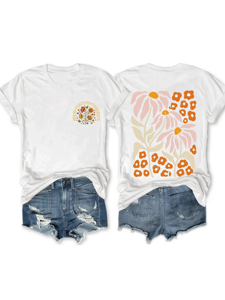 Grow Positive Thoughts Vintage Wildflowers T-shirt