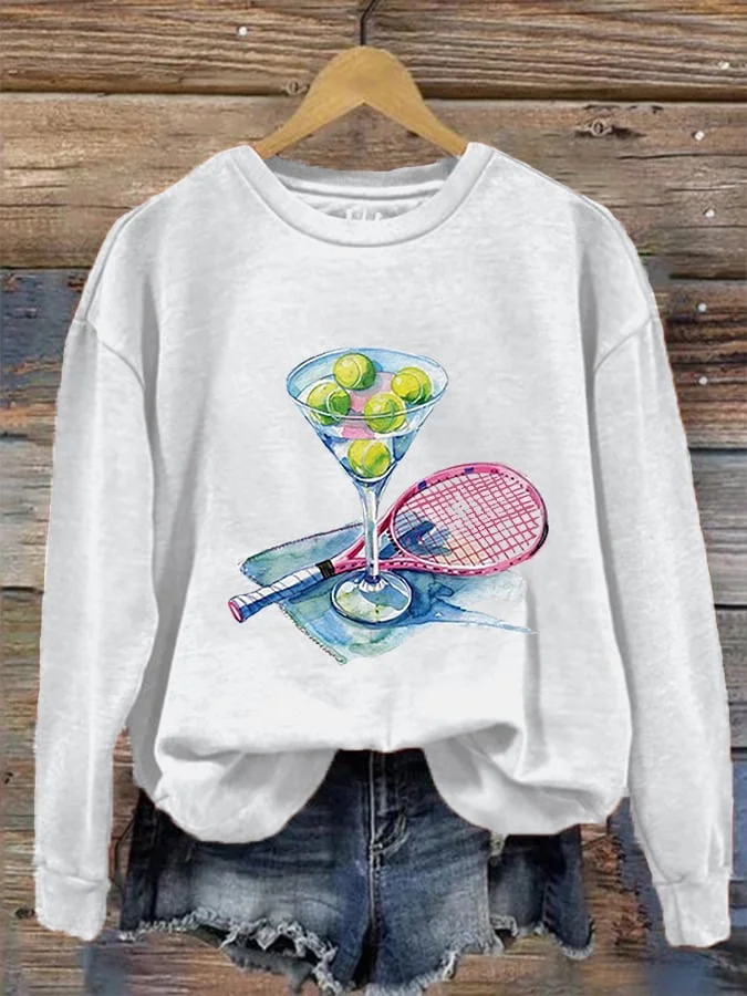 Women's Funny Tennis Tennis Lover Print Sweatshirt socialshop