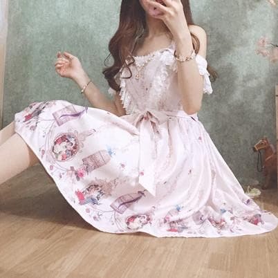 Beige/Black Fantasy Garden Birdcage Moonlight Dress SP1710395