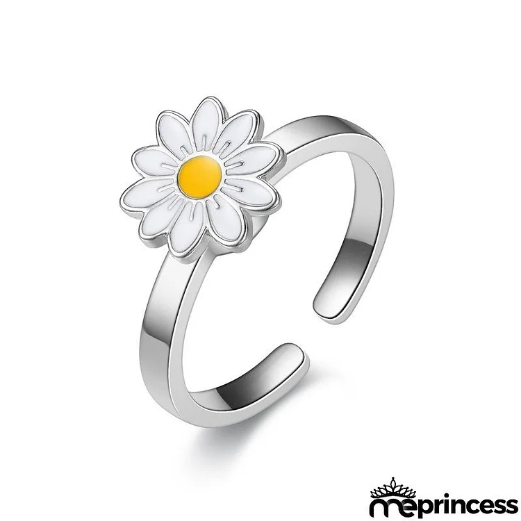 Valentine Gift Elegant Women Sunflower Rotating Zircon Ring