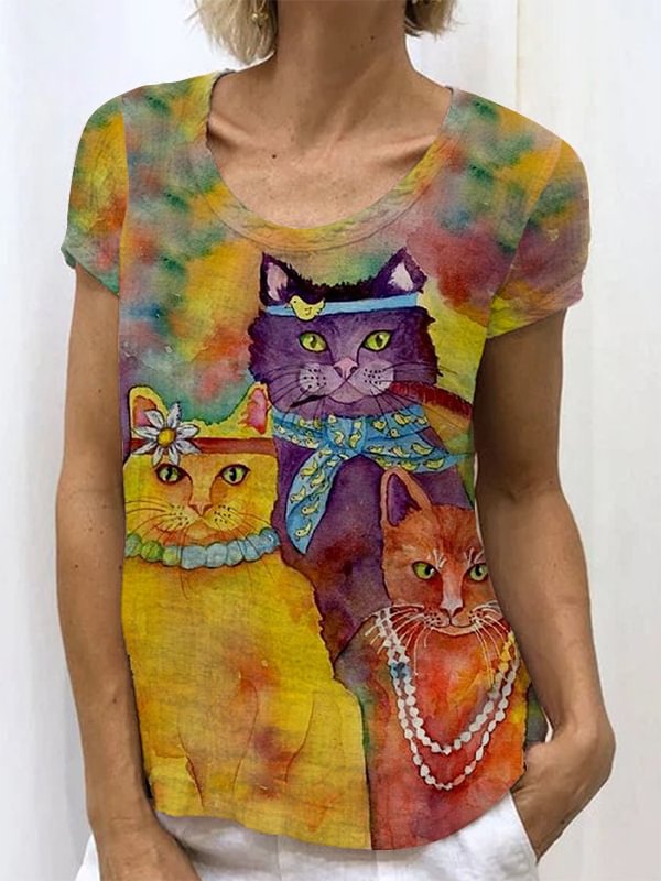 Comstylish The Three Cat Musketeers Printed Casual Tee