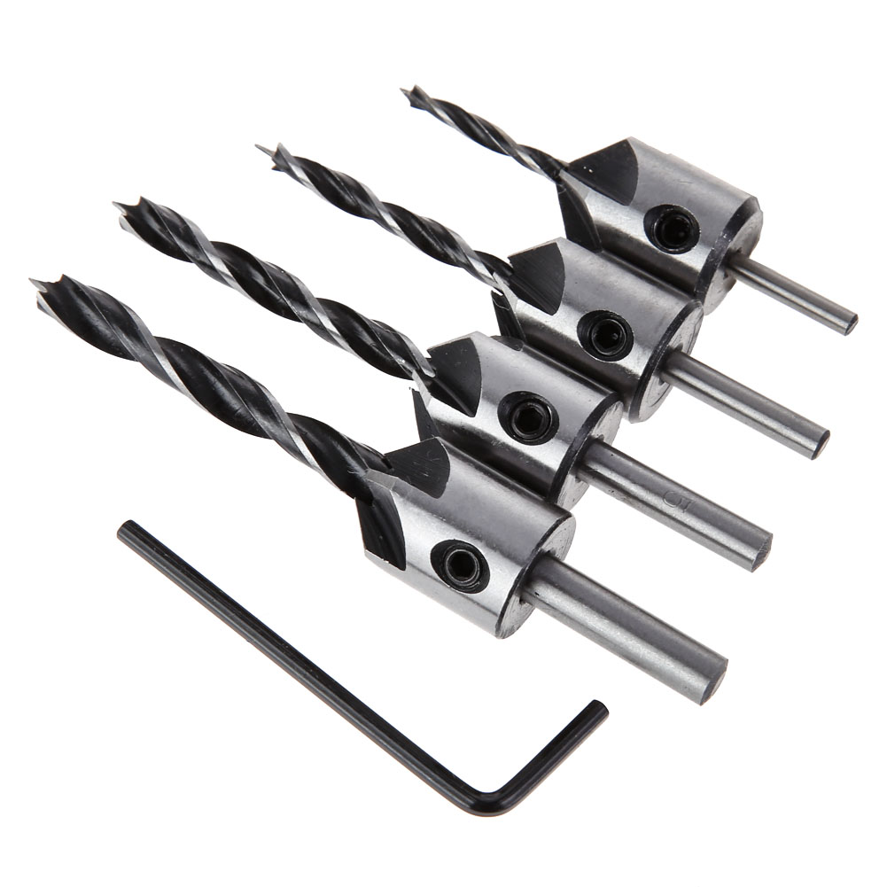 4Pcs HSS 5 Flute Countersink Drill Bit Set Screw Woodworking Chamfer Tool, 501 Original
4Pcs HSS 5 Flute Countersink Drill Bit Set Screw Woodworking Chamfer Tool, 501 Original