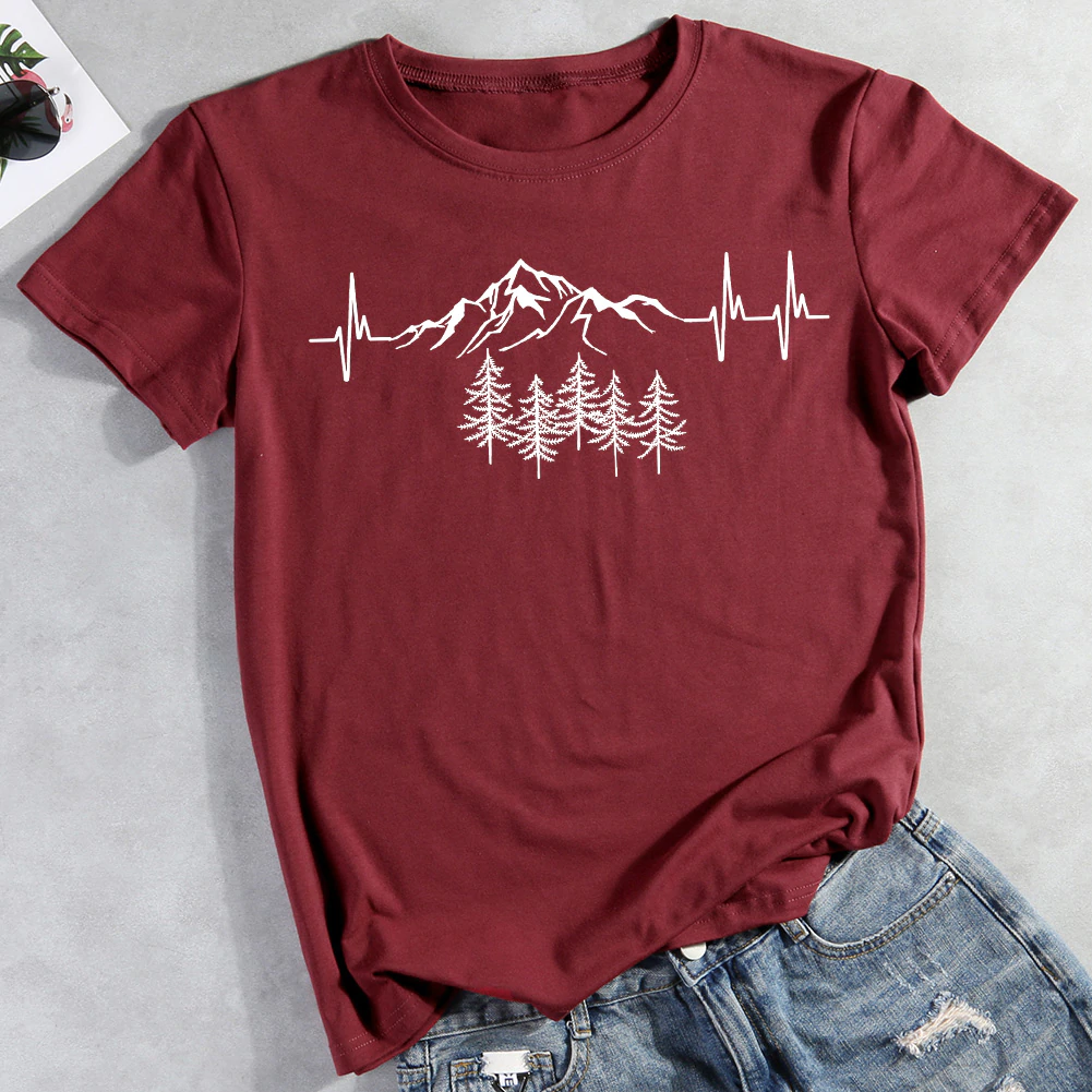Women Graphic Tees Mountain Adventure Shirts Heartbeat Hiking Camping  Letter Print Tshirts Casual Short Sleeve Tee Tops : : Clothing,  Shoes 