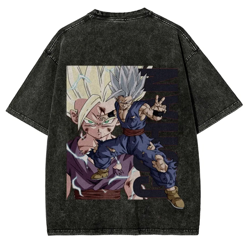 Anime-Inspired Graphic Washed Cotton T-Shirt