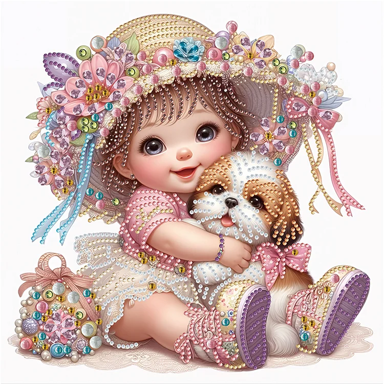 Dog Cute Girl - Partial Drill - Special Diamond Painting(30*30cm)