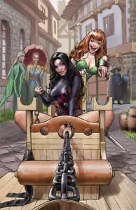 pornhint Pornhint NUDE VERSION: Thora and Gretchen at Pillory 11x17" fantasy paper print