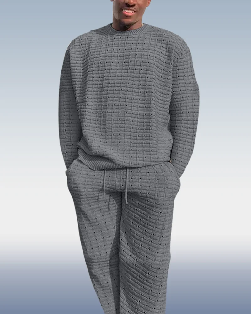 Men's Dark grey Casual Knit Two-Piece Set