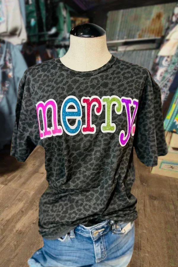 Leopard Print Colorful Merry T-Shirt