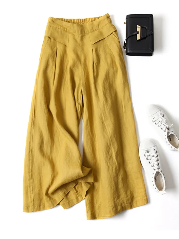 Loose Wide Leg High Waisted Solid Pants