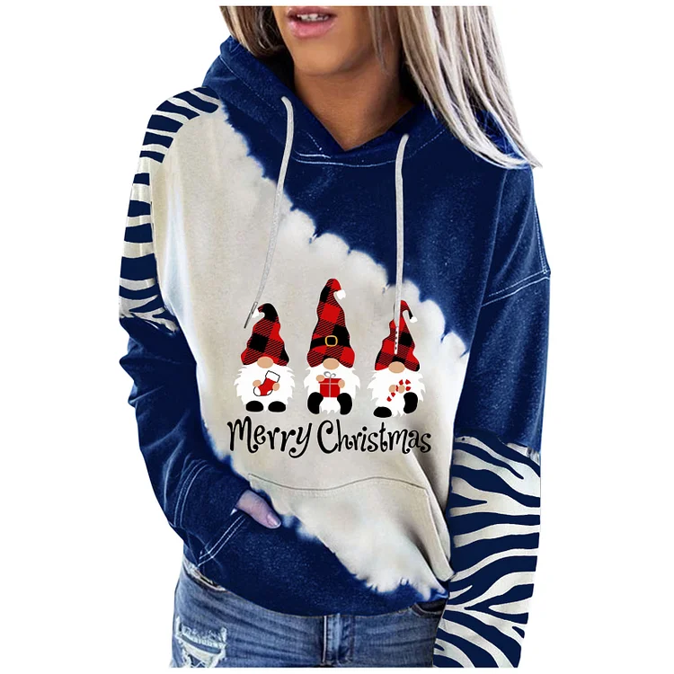 Christmas Print Casual Hooded Sweatshirt