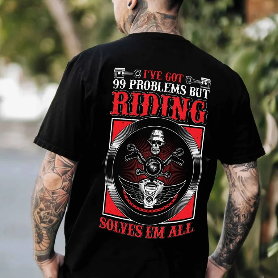 I've Got 99 Problems But Riding Solves Em All Printed Men's T-shirt - Devcarry