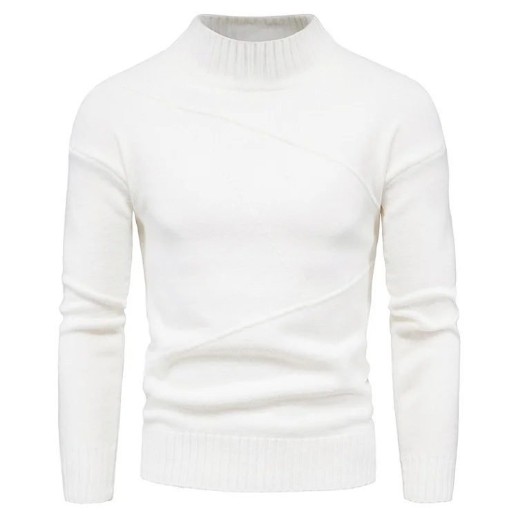 Casual Mock Neck Long Sleeve Stretch Knit Pit Sweater