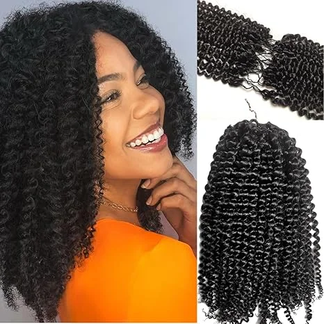 Kinky Curly Pre-Looped Knotless Pre-Separated Feather Crochet Hair Extensions