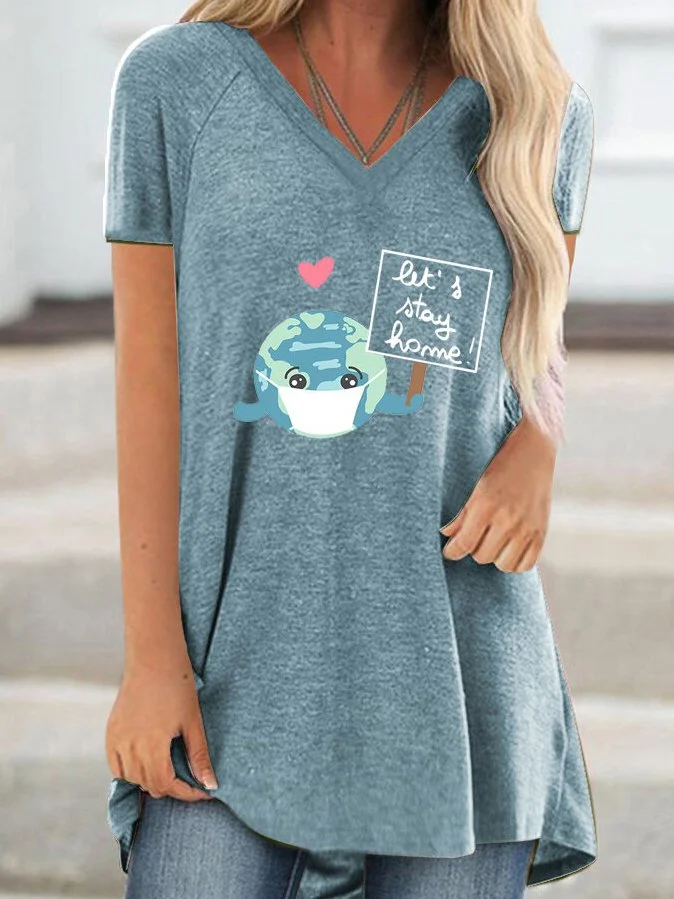 Bestdealfriday Short Sleeve Cotton Blend Printed Shirts Tops 9362003