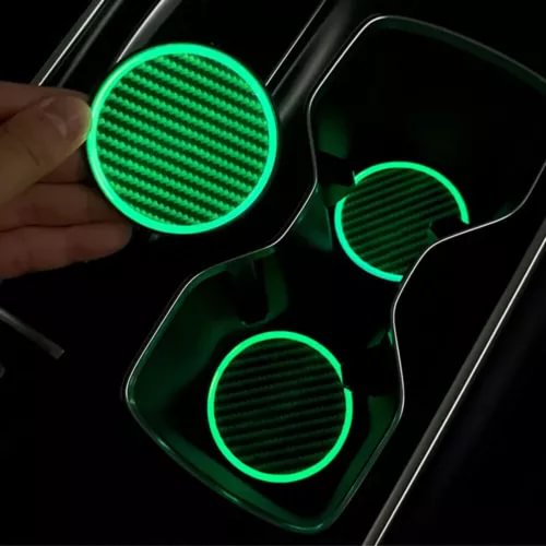 Dronehint 2Pcs Luminous Universal Car Parts Cup Holder Pad Drink Coaster Mats Carbon Fibre (For: Acura) Parts