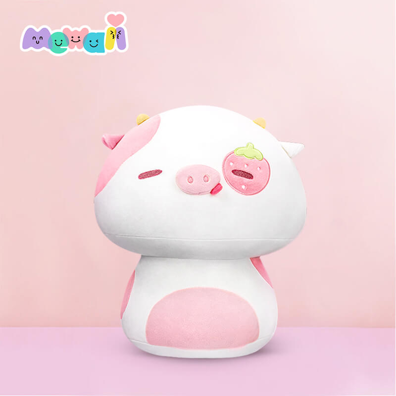Mewaii™ Pink Cow Kawaii Mushroom Stuffed Animal Plush Squishy Toy