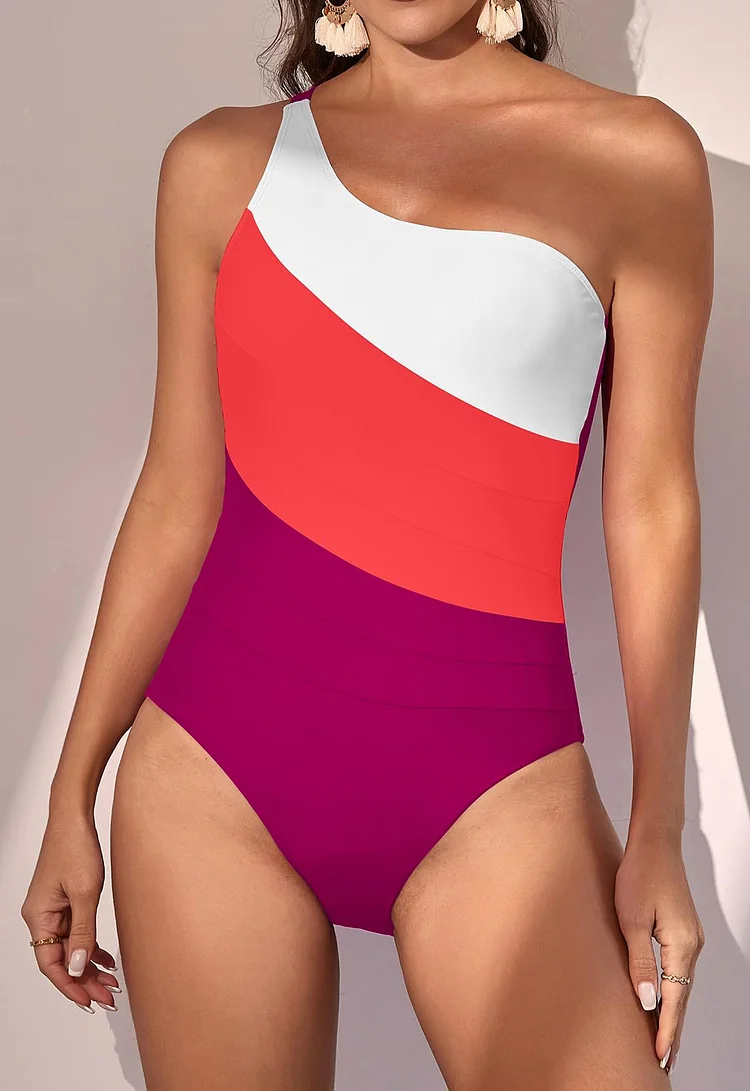 One Shoulder Tummy Control One Piece Swimsuit