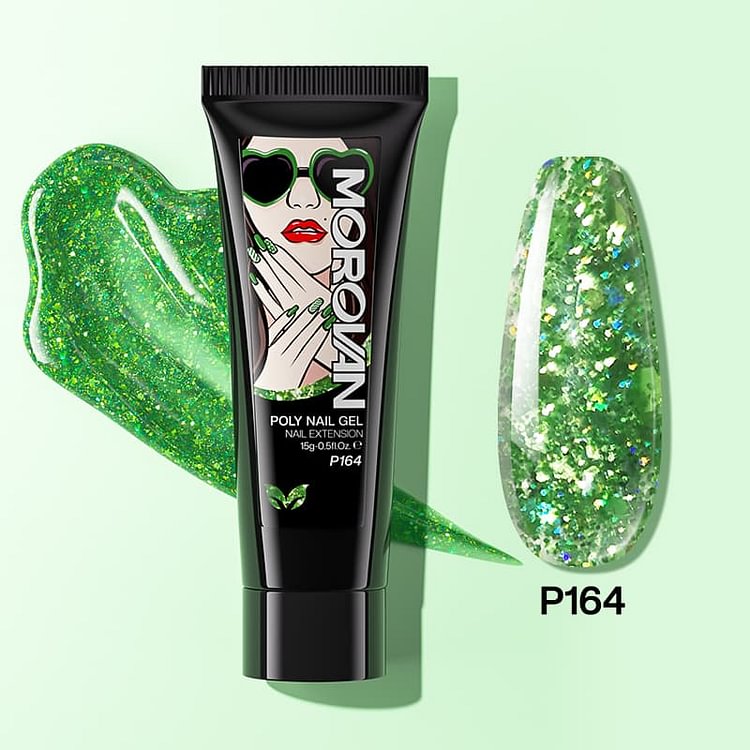 Algae Green Glitter Poly Nail Gel