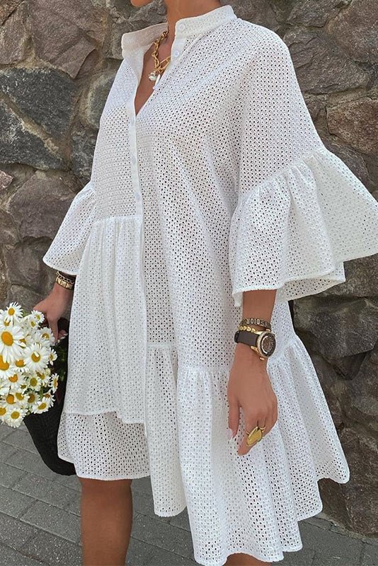 Loose See Thru Asymmetric Tunic Dress - Chicaggo