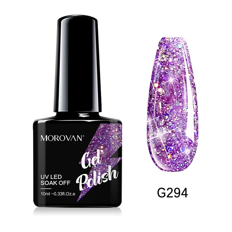Morovan Medium Orchid/Multicolor Glitter Gel Nail Polish G294