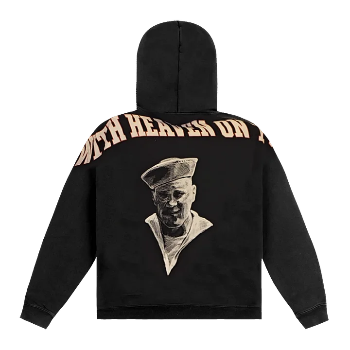 "Zach Bryan With Heaven On Tour black hoodie portrait graphic"