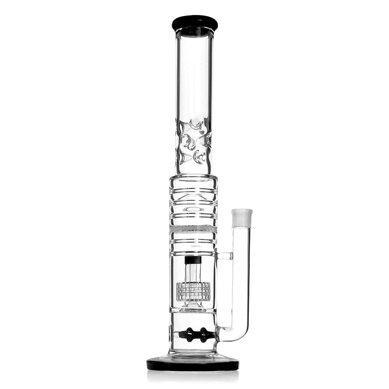 Big Sraight 18 Inches Black Glass Bongs with Double Perc