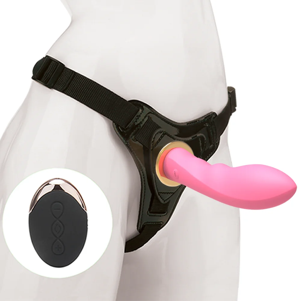 Wireless Remote USB Rechargeable Strap On Dildo - Rose Toy