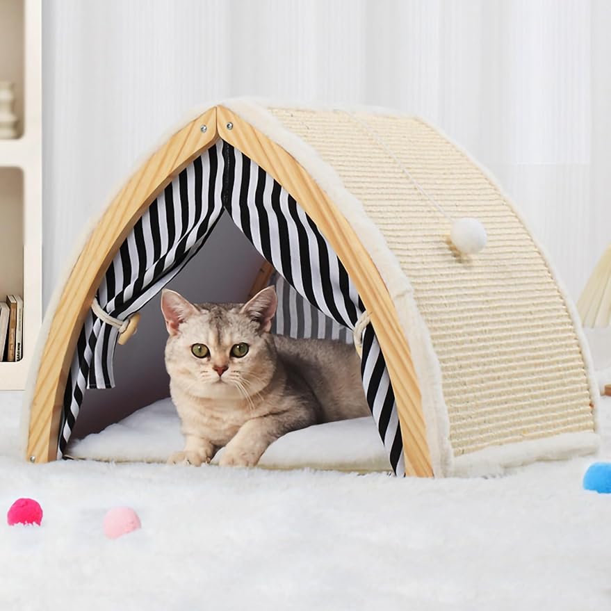 Cat House Tent Shape With Sisal Scratcher