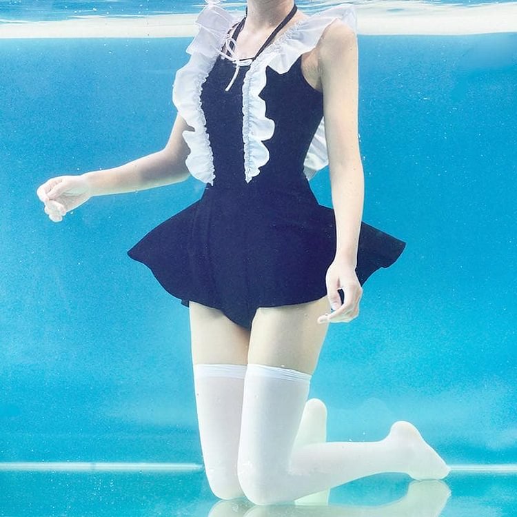 Black Kawaii Falbala Swimsuit SP13743