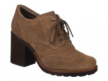Khaki Oxford Heels Round Toe Lace up Block Heel Vintage Shoes |FSJ Shoes
