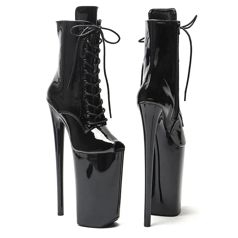 VCshoes 26CM/10inches Patent Leather Exotic Extreme High Heel Platform Party Shoes Pole Dance Boot 3K