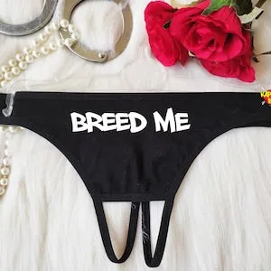 pornhint Pornhint Breed Me Thong , Breeding Fetish Lingerie , BDSM Lingerie , Submissive Clothing , Hotwife Clothing , Fetish Underwear , Naughty Panties