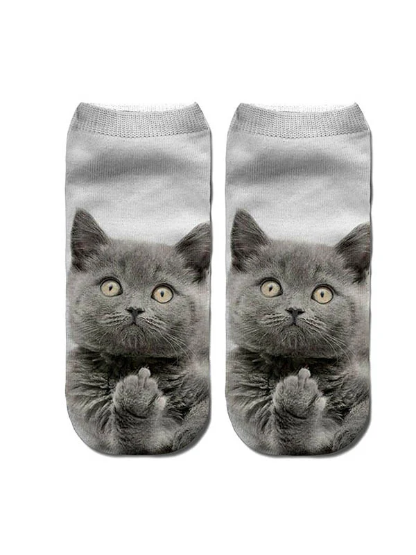 VChics Cute Cat Series Printed Ankle Socks