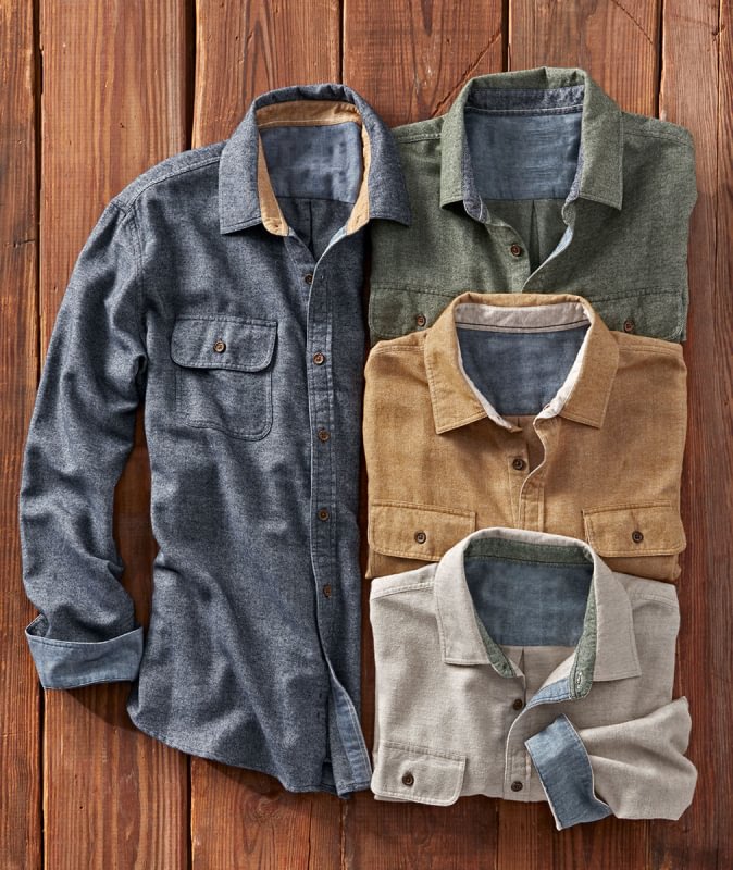 Men's Casual Solid Color Long Sleeve Lapel Shirt