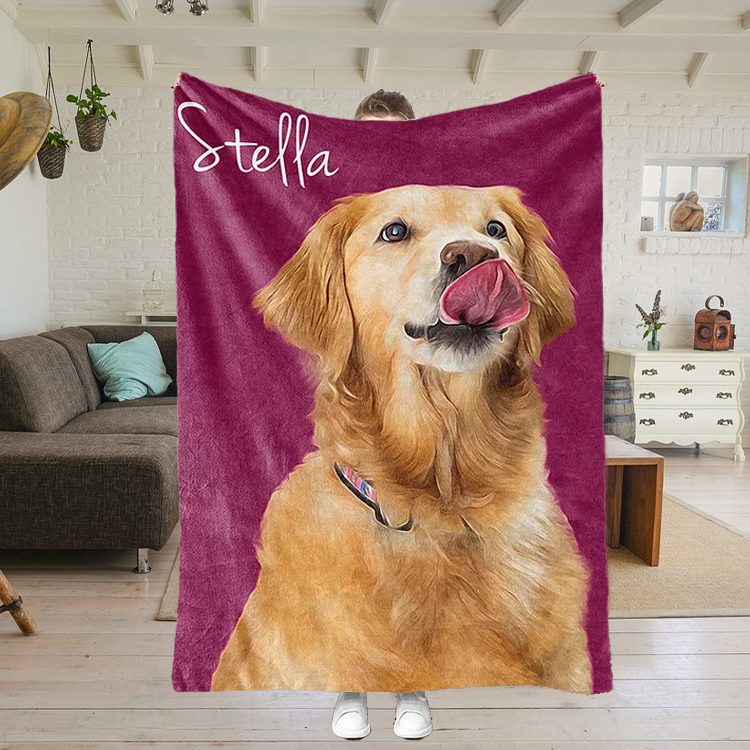 Custom Dog Face Blankets Personalized Pet Photo Blanket Fleece Dog Blankets