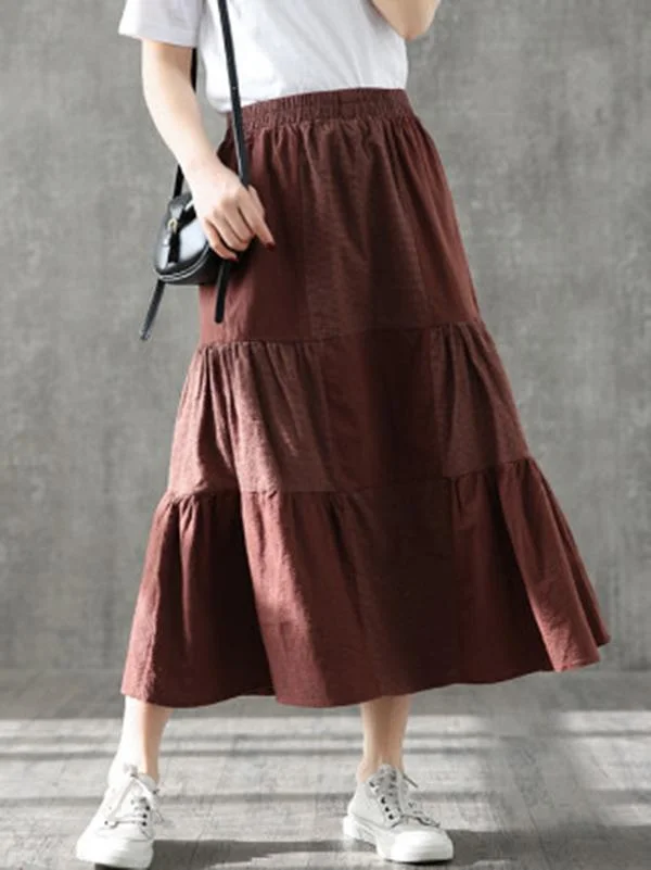Vintage Loose A-Line Splicing Skirt
