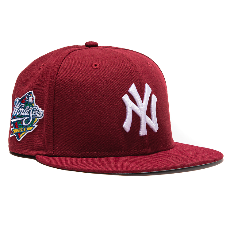 New Era 59Fifty New York Yankees 1998 World Series Patch Hat - Cardinal, White QueenFunky