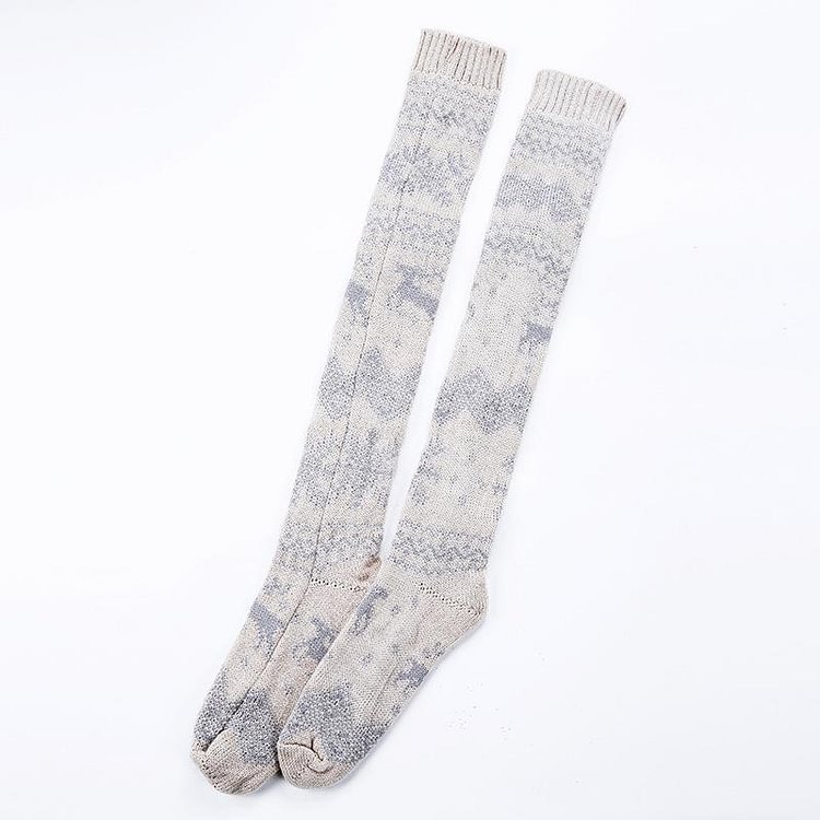 Over Knee Christmas snowflakes Warm Socks - Chicaggo