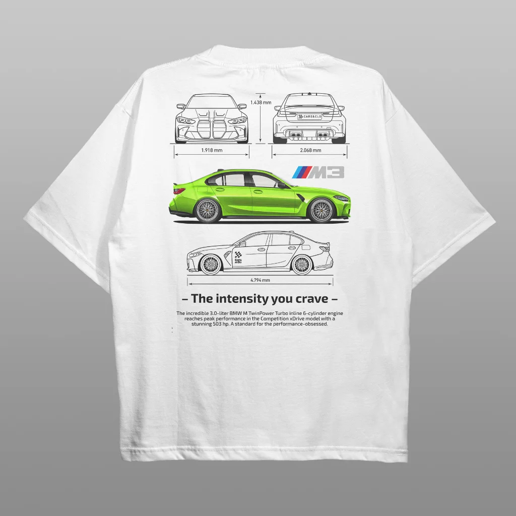 BMW G80 M3 Car Printed Men's Oversized T-shirts - Devcarry