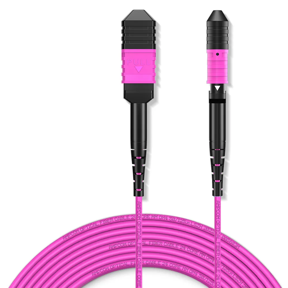 Elfcam® - Câble Fibre Optique MPO Femelle à MPO Femelle, Multimode OM4 Type Bviolet2m 12 Fibres 85037206