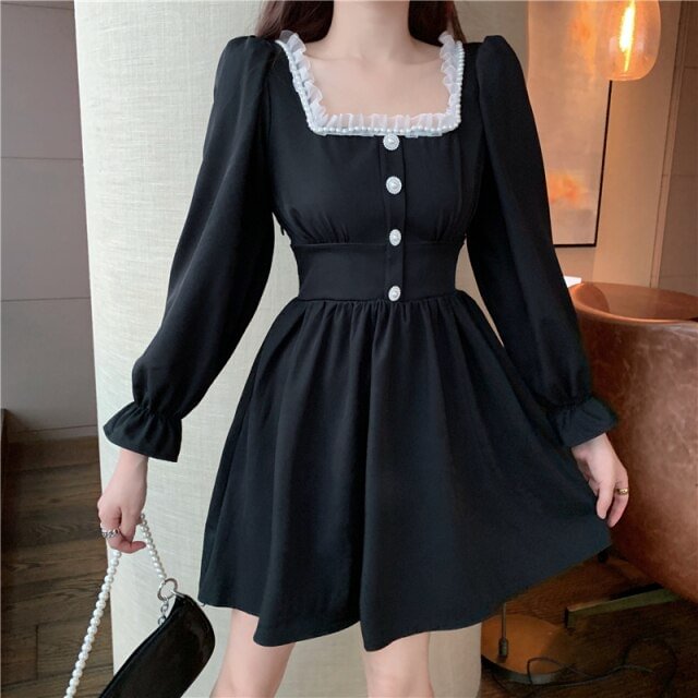 Harajuku Kawaii Cottagecore Pink/Black Dress BE1062