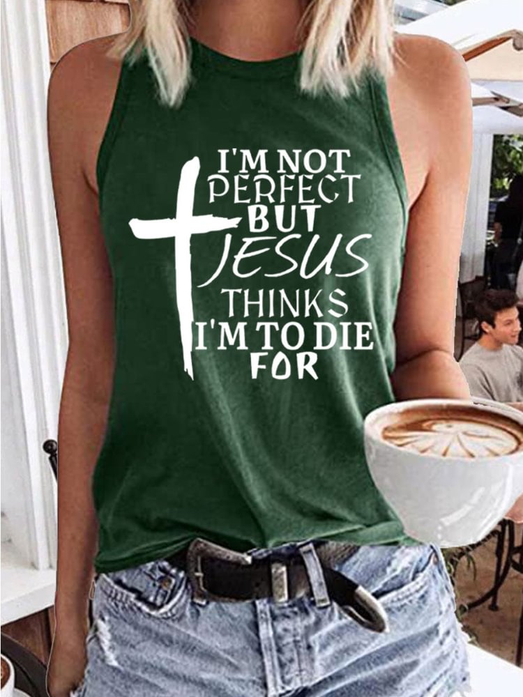 I'm Not Perfect Cross Print Tank Top