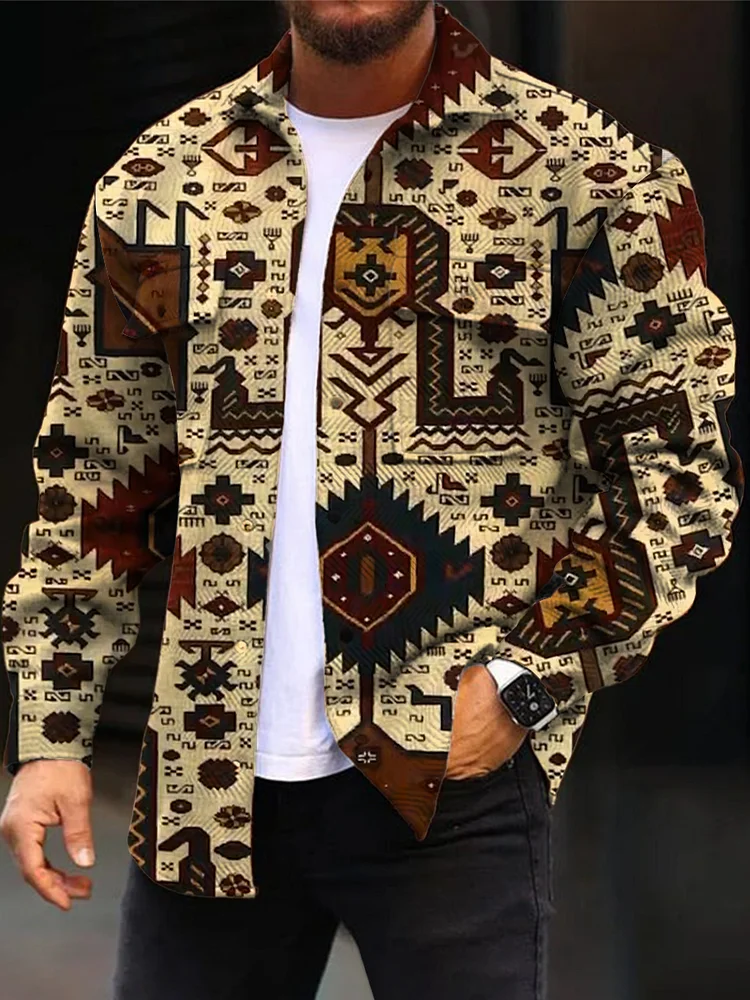 Fashion Folk-custom Print Men's Woolen Sport Jacket