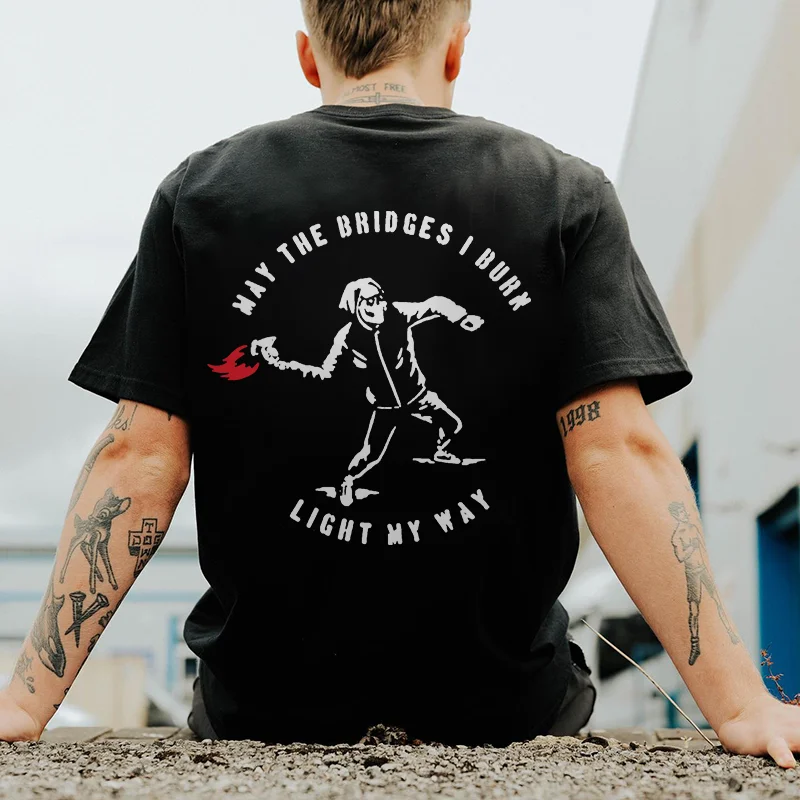 May The Bridges Skull Printed T-Shirt -  
