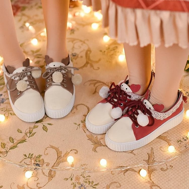 Brown/Red Lace Lolita Shoes SP1811885
